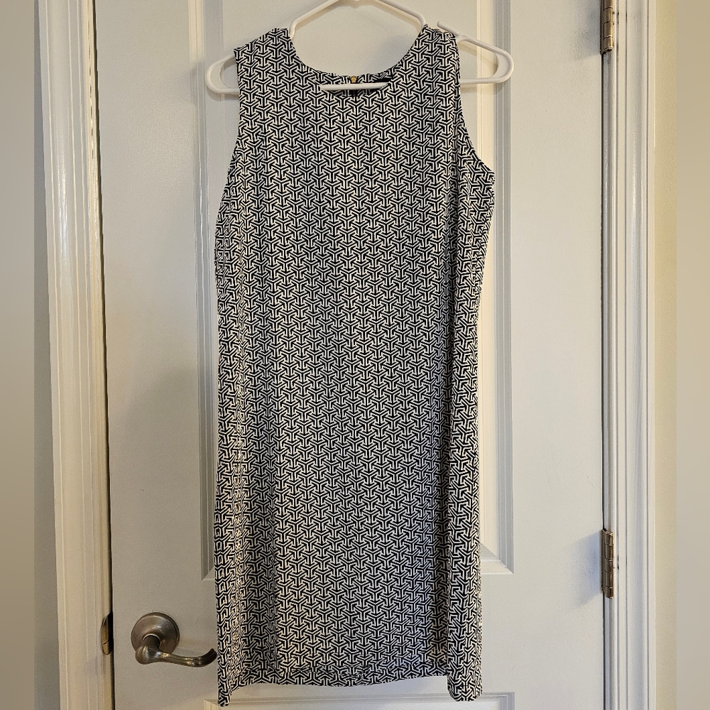 Adrienne Vittadini Geometric Black and White Midi Dress
